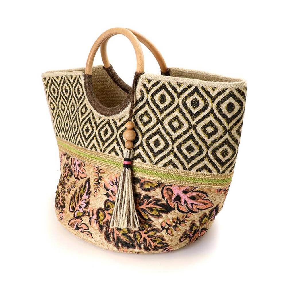 Peace of Mind Jute Bag Round Wooded Handles